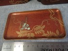 Antique Japanese Lacquer 3 Piece Set Open Box   Tray W Abalone Wisteria Meiji