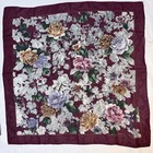 Vintage Adrienne Vittadini Floral Print Scarf 34x34 Square Maroon Cotton 