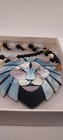 Vintage Lee Sands Lion Set Pendant Necklace Bracelet Earrings Pink Blue W box