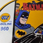 Vintage Gulf Gasoline Sign - Batman Robin Porcelain Gas Pump Sign