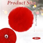 Xindojuz 6 Pcs Faux Fur Pom Pom Balls For Crafts  Small Fluffy Pompom Balls Red