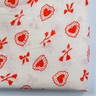 Vintage Feedsack Fabric Novelty Valentines Day Red Hearts Bows 1940s Old 20x14