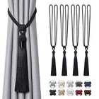  Long Tassel Curtain Tiebacks Handmade Braided Rope Knot Drape Tie 4 Pack Black