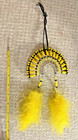 Native American Beaded Indian Headdress With Feathers Hand Made Yellow And Black