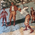 Goodwin Weavers 100  Cotton Golf Tapestry Afghan Throw Blanket Vintage Scene Euc