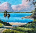 Florida Tropical Seascape Painting Beach Path Framed Artist Stan Prather