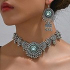 Fashion Bollywood Bridal Necklace Choker Earring Women Vintage Jewelry Set Gift