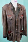 Rustic Leather Traditional Janker Size 50 m Goats Velour Brown Green Deer Buttons