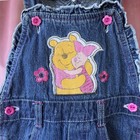 Vintage Y2k Disney Winnie The Pooh Toddler Girls Denim Bib Overalls Shorts 2t
