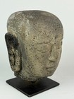  Stone Buddha Head Sculpture Gray Meditating Statue