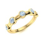 Round Natural Aquamarine Full Eternity Ring Jewelry 925 Sterling Silver
