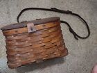 Antique Ash Splint Fishing Creel Leather Straps 1900 Adirondacks Trout Basket