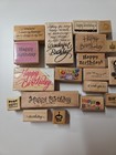 Large Lot Of Vintage 19 Wooden Rubber Stamps Craft Scrapbooking Card Birthday