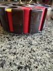 Vintage 1970 s Full 500  Poker Chip Set Wooden Carousel   Steel Travel Case Set