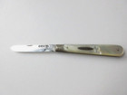 Antique 1895 English Sterling Silver Mother Of Pearl Folding Fruit Pocket Knife
