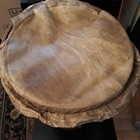 Vtg Hand Carved Wood Djembe Drum With Hide Head 12in Diameter X 19 In Tall