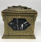 Antique Ornate Baroque Bronze And Marble Casket Jewelry Box From Early 1900s