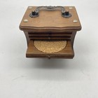 Vintage Wood   Cork Coaster Set Wood Caddy Handle Mid-century 8 Coasters Hi Mark