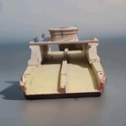 Vintage Wooden Toy Boat Ship Model - Red  White  Blue   Cream