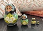 Vintage Russian Matryoshka Nesting Dolls  Set Of 4  Painted Daisy Folk Art