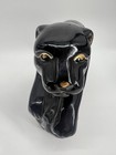 Mid Century Modern Black Panther Cat Climbing Rock Ceramic Sculpture Vintage Mcm