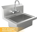 Commercial Sink Hand Washing Basin Stainless Steel Hand Sink W  Hot cold Faucet