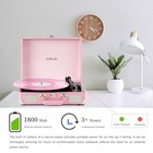 Pink Vinyl Record Player 3 Speeds Portable Suitcase Turntable With Built-in Dual