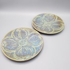 Vtg 60s Pigeon Forge Pottery Art 8 25  Plates Blue Green Dogwood Ferguson Set 2
