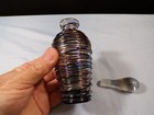 Clear Iridescent Glass Perfume Bottle W  Threaded Design