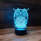 3d Led Owl Animal Shape Lamp Usb 7 Color Change Night Light Desk Kids Decor Gift