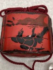 Japanese Antique Maki-e Inro Goat Design Netsuke Pill Box Wooden Edo Era Japan