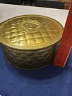 Vintage Gold Metal Tin Embossed Country Inn Fruit Cake Guildcraft Empty 10  X3 5