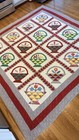 Vintage Handmade Patchwork appliqued Basket Quilt  Hand Quilted 81   x 81   