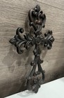 Ornate Cast Iron Metal Rustic Cross Wall Hanging Religious Symbol