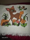 2 Vtg  Deer Mushroom Dish Towels Rare 