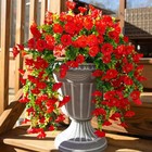 Uv Resistant Faux Silk Morning Glory Hanging Flowers For Outdoor Decor 2 Pc Red