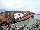 Northwest Native American Hand Carved Cedar Raven Wall Art Signed Indigenous Art