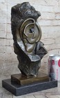 Handmade  abstract Bronze Face Sculpture Marble Base Modern Cubism Home Statue