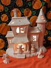 Ceramic Bisque   Ready  To Paint     Haunted House With Ghost   Lights Up