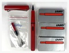 Lamy Safari Red Fountain Pen Extra Fine Ef Nib With Cartridges converter