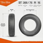 4-pack St 205 75r15 Trailer Tires 205 75 15 Heavy Duty 8pr Radial Semi-steel