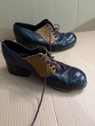 Vintage 1970s Leather Disco Shoes Platform 2  Heel Mens Size 10 5 - 11  See Pics