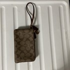 Coach Double Corner Zip Around Wristlet In Signature C Wallet  New Brown Nice 