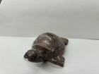 Polished Carved Stone Turtle Figurine Sculpture - Brown Gray White Decor