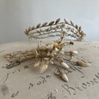 Antique 20s French Wax Flower Tiara   Bouquet Set   Millinery   Floral Wreath 