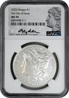 2023 Morgan And Peace Silver Dollar Ngc Ms70 Ryder Signed Fdoi  2 Coin Set 