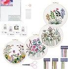 4 Sets Embroidery Starter Kit For Beginners Cross Stitch Stamped Diy Craft Tool