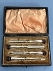 Boxed Antique Edwardian Solid Silver Amethyst Scottish Style Manicure Set