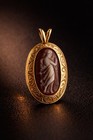 Antique Victorian 14 Kt Hard Stone Cameo Pendant 