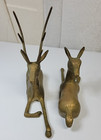 Vtg Brass Laying Buck And Doe Pair Of Deer Figurines
